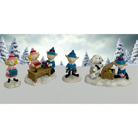 Hawthorne Village Rudolph's Christmas Town ELF WORKSHOP Set of 4 w/ COA - Picture 1 of 9